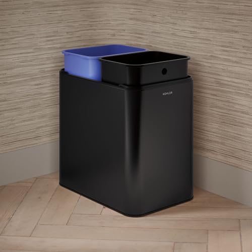 Kohler K-31315-BST 22-Liter Dual-Bin Open-Top Trash Can, Black Stainless Steel - color: Black Stainless Steel, size: 5.8 Gallon - Open Top