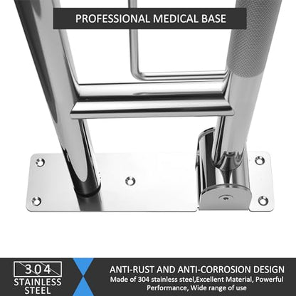 Handicap Grab Bar, 29.5 Inch Stainless Steel Toilet Safety Rails, Disabled Flip-Up Bathroom Grab Bars with Paper Holder, Anti-Slip Toilet Handrails Hand Grips Handicap Grab Bars for Elderly