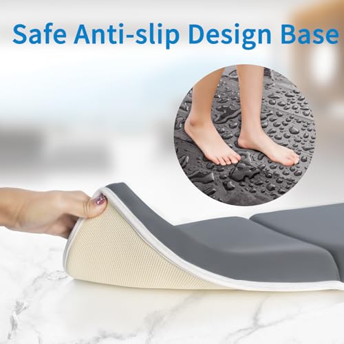 JJGoo Bath Kneeler with Elbow Rest Pad Set, 1.5 inch Kneeling Pad Mat for Bathtub Baby Bathing Parents, Painless Foam Mat with Toy Organizer Pockets, Non-Slip for Baby and Toddler Bathing，Dark Grey - color: Dark Grey