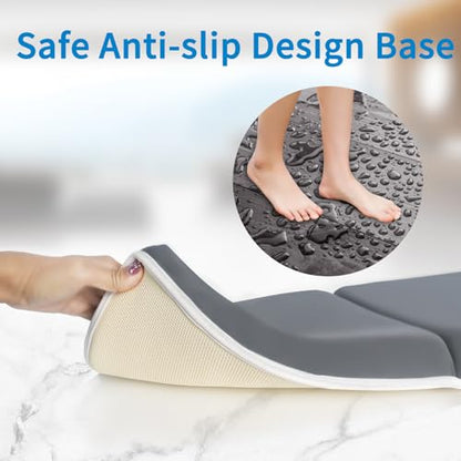 JJGoo Bath Kneeler with Elbow Rest Pad Set, 1.5 inch Kneeling Pad Mat for Bathtub Baby Bathing Parents, Painless Foam Mat with Toy Organizer Pockets, Non-Slip for Baby and Toddler Bathing，Dark Grey - color: Dark Grey
