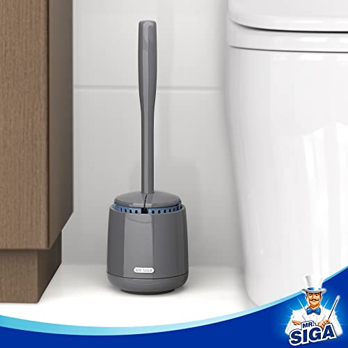 MR.SIGA Toilet Bowl Brush and Holder, Sturdy Long Handle, Gray, 12 Pack - color: Gray, size: One Size (Pack of 12)