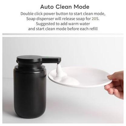 Automatic Foaming Soap Dispenser, Rechargeable Touchless Foam Hand Soap Dispenser for Bathroom, Soap Pump for Kitchen, Water-Resistant, Xmas Gift 10oz, Black - color: Black