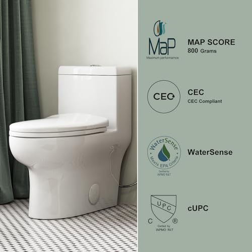 HOROW HR-ST076WD Dual Flush Elongated Toilet with Soft Close Seat, High-Efficiency Supply, Standard Bathroom Toilet 12" Rough-In, White Finish - color: Standard White with Dual Flush, size: 12" rough in