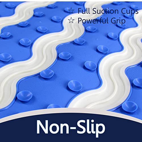 SafeLand Patented Non-Slip Bath, Shower, Tub Mat, TPR Material, Eco-Friendly, Non-PVC, Color Combo, Machine Washable, Durable, with Powerful Gripping Suction Cups, Wave-254 (17"x30") - color: Wave Gy