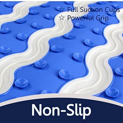 SafeLand Patented Non-Slip Bath, Shower, Tub Mat, TPR Material, Eco-Friendly, Non-PVC, Color Combo, Machine Washable, Durable, with Powerful Gripping Suction Cups, Wave-254 (17"x30") - color: Wave Gy