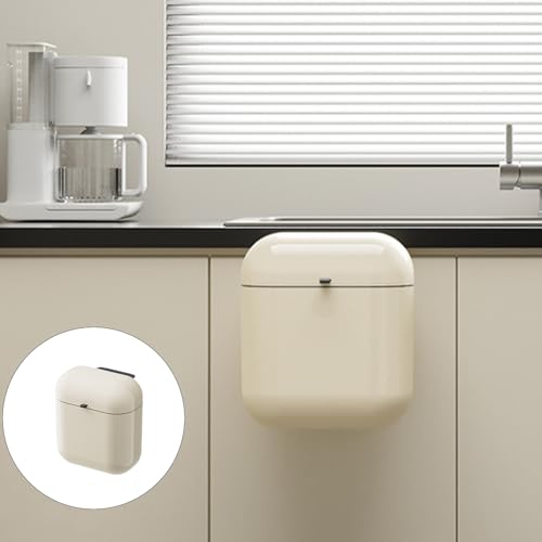 Wall Mounted Trash Can with Lid 8L 12L, Hanging Waste Basket for Kitchen Cabinet Door Bathroom, Large Capacity Garbage Bin - color: 9L