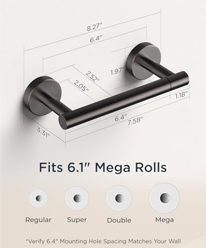 FORIOUS Commercial Toilet Paper Holder Wall Mount Bathroom Tissue Holder | Oil Rubbed Bronze | SUS304 Stainless Steel Rustproof | Double Post Pivoting Toilet Paper Roll Holder | Screw-In | Round Base - color: Oil Rubbed Bronze