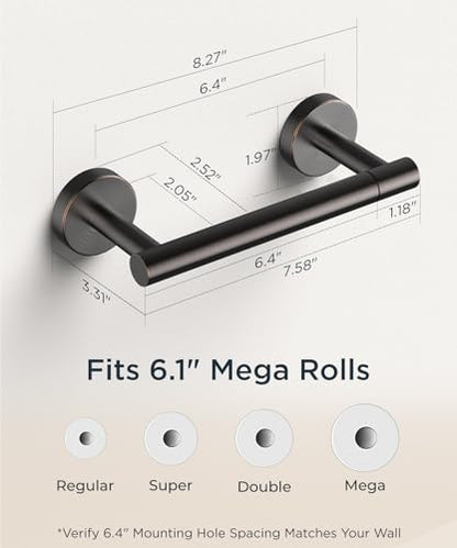 FORIOUS Commercial Toilet Paper Holder Wall Mount Bathroom Tissue Holder | Oil Rubbed Bronze | SUS304 Stainless Steel Rustproof | Double Post Pivoting Toilet Paper Roll Holder | Screw-In | Round Base - color: Oil Rubbed Bronze