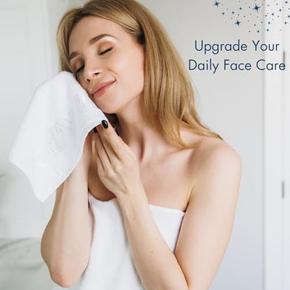 Set of 6 Luxury Wash Cloths for Your Face Viscose Bamboo & Turkish Cotton, White Wascloths | 70% Viscose from Bamboo, 30% Turkish Cotton, Ultra Soft, Highly Absorbent, Odor-Resistant, Hanging Loop