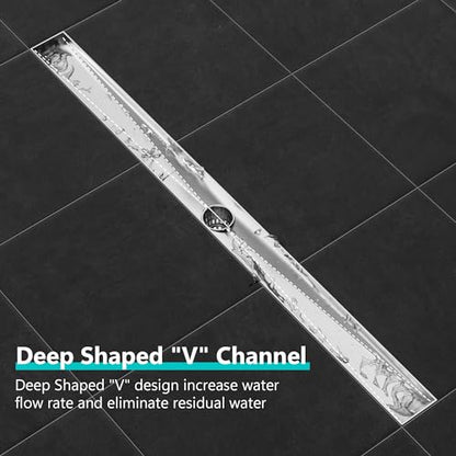 Neodrain 48" Linear Shower Drain, Brushed 304 SS Bathroom Linear Drain,cUPC | Brushed Nickel Shower Drain with Quadrato Grate& Adjustable Feet, Long Rectangle Shower Floor Drain in Bathroom, Balcony etc - color: Brushed Nickel, size: 48 In