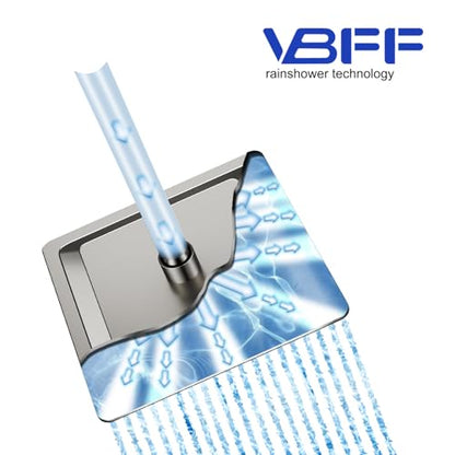 VBFF-Shower Head,rain shower head, 8 inch- Square Shower Head, 1.8 GPM Flow Rate, rainfall showerhead,VBFF07 (Brushed Nickel) - color: Brushed Nickel, size: 8 Inch