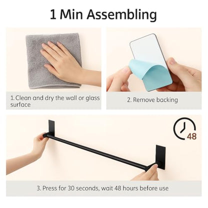 KES 30-Inch Towel Bar for Bathroom Self Adhesive Hand Towel Holder No Drill Wall Mounted SUS 304 Stainless Steel Matte Black, A7000S75B-BK - color: Matte Black, size: 29.5-Inch