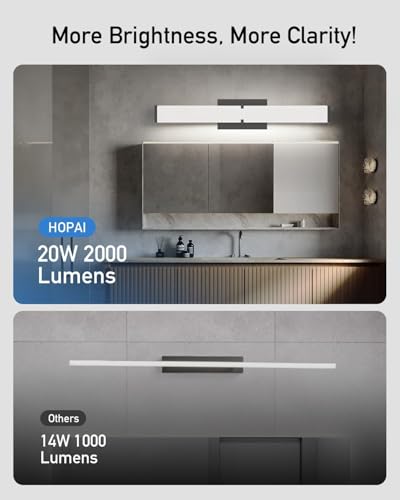 Modern Bathroom Light Fixtures Over Mirror 16 Inch(15.75"), 20W 2000 Lumen Dimmable Bathroom Vanity Light, 5CCT LED Vanity Light Bar, Black Vanity Lighting Fixtures with ETL Certified - size: 16IN 5CCT
