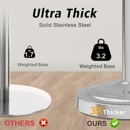 Hoimpro Hand Towel Holder Free Standing Towel Bar Polished Chrome | Hanging Floor Hand Towel Rack Ring,for Bathroom Kitchen Vanity Countertops, Hardware Accessories SUS 304 Heavy-Duty Base - color: Chrome