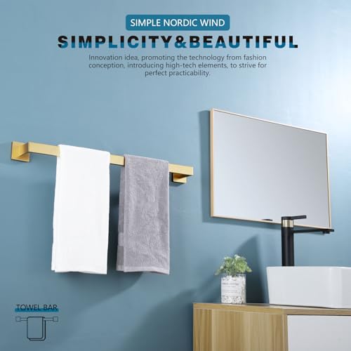 KOKOSIRI 20 Inch Towel Bar Bathroom Towel Bar Kitchen Dish Cloths Hanger Hand Towel Holder Stainless Steel Wall Mount, Brushed Gold, B4003BG-L20 - color: Brushed Gold, size: 20-Inch