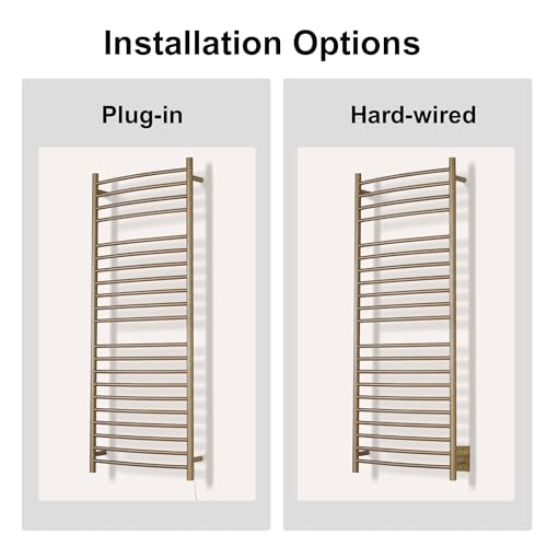 Electric Towel Warmer - Wall Mounted Bathroom Heated Towel Rack, Plug-in Design & Brushed Stainless Steel Finish Gold 21 Bar - color: Gold With Single Press, size: 21 Bar