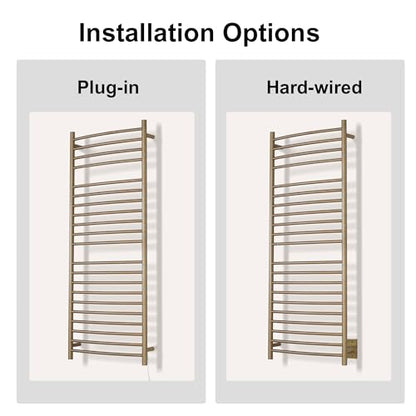 Electric Towel Warmer - Wall Mounted Bathroom Heated Towel Rack, Plug-in Design & Brushed Stainless Steel Finish Gold 21 Bar - color: Gold With Single Press, size: 21 Bar