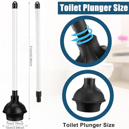 Hushee 4 Pcs Toilet Plungers Bulk Heavy Duty Commercial Plunger Double Thrust Rubber Force Cup with Handle for Bathroom Showers Kitchens Hotel 20.3" x 4.5"