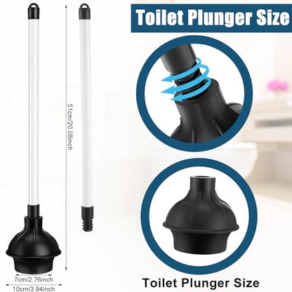 Hushee 8 Pcs Toilet Plungers Bulk Heavy Duty Commercial Plunger Double Thrust Rubber Force Cup with Handle for Bathroom Showers Kitchens Hotel 20.3" x 4.5"
