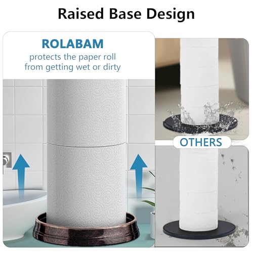 ROLABAM Heavy Weighted Toilet Paper Holder (with Reserve Function) Free Standing Toilet Paper Storage，Spare Toilet Paper Roll Holder Storage Stand for Bathroom Total Height 22.5" ，Oil Rubbed Bronze - color: Oil Rubbed Bronze