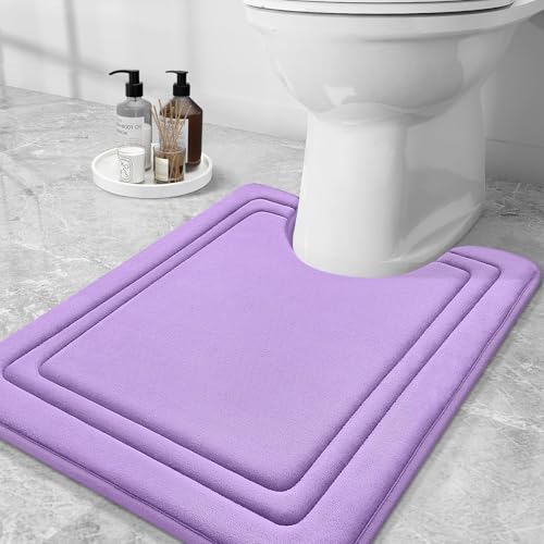 Grandaily Memory Foam Toilet Rugs U-Shaped 24x20, Ultra Soft, Non-Slip and Absorbent Bathroom Rugs, Machine Wash Dry, Comfortable Contour Bath Mat for Toilet Base, Lavender - color: Lavender