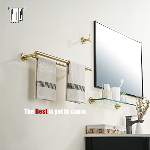 JQK Double Towel Bar 20.5 Inch, Brushed Gold Useable 18 Inch 304 Stainless Steel Thicken 0.8mm Towel Rack Bathroom, Towel Holder Wall Mount, TB100L18-BG - color: Brushed Gold, size: 20.5 Inch