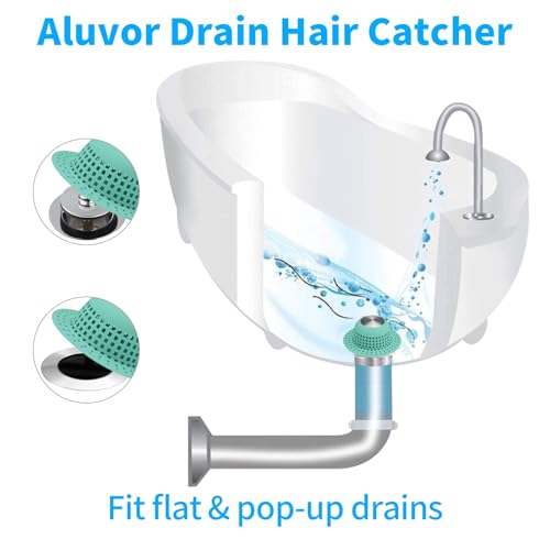 Aluvor Shower Drain Hair Catcher Bathtub Drain Cover Sink Drain Protector | Bathroom Sink & Bathtub Drain Strainer for Pop-Up & Regular Drains, Aqua - color: Aqua