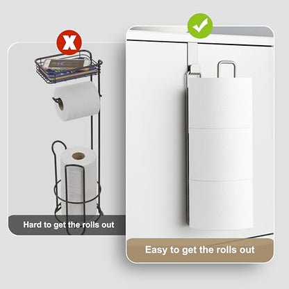 Silver Toilet Paper Holder with 3 Rolls Reserve, Stainless Steel Toilet Paper Holder Wall Mount, Over The Tank Bathroom Organization, Brushed Nickel and Chrome Tissue Holder for RV, Restrooms, 1Pcs - color: Silver, 1pcs, 12.99in