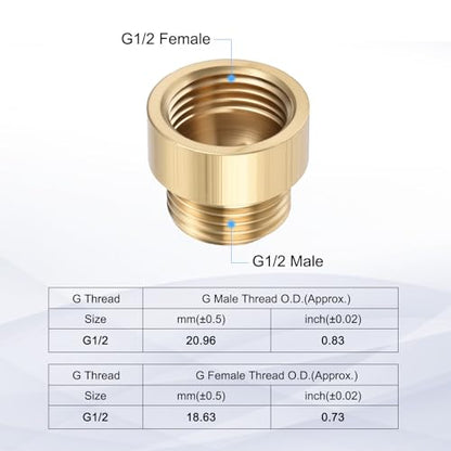 Shower Head Extension Arm, Brass G1/2 Male to Female Thread 20mm/0.79" Length Extender Pipe Fitting Nipple for Showers, Faucets, and Plumbing with PTFE Thread Seal Tape 3 Pack - size: 20mm/0.79"