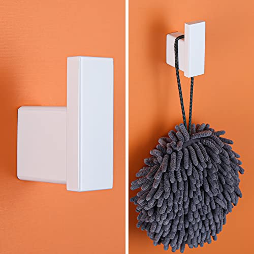 RANDOM White Towel Hooks Bathroom Hardware Accessories Wall Hook SUS 304 Stainless Steel Matte White Robe Hook for Bathroom Kitchen,Contemporary Style Wall Mounted 2 Pack.96009-8MW3 - color: Single Hook-Matte White