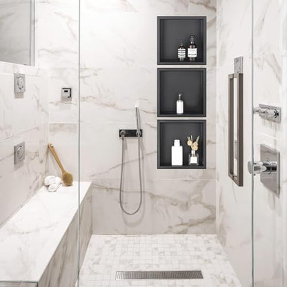 Shower Niche | 12.6" X 12.6" | 304 Stainless Steel | No Tile Needed | Recessed Single Shelf Organizer | Easy to Install Wall Niche Insert for Bathroom and Bedroom,Black - color: Black