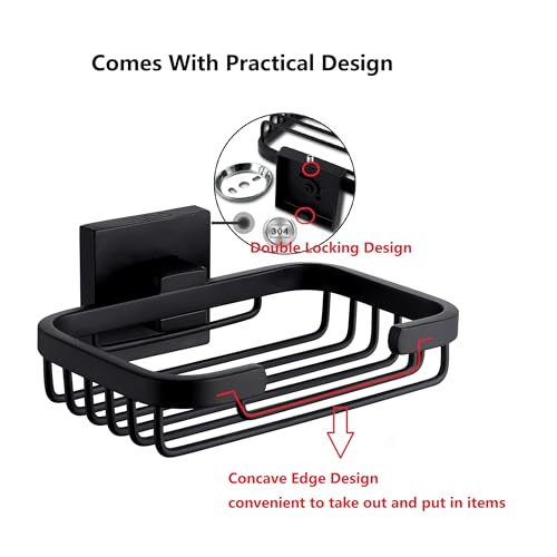 SEIDO Matte Black Soap Dish for Shower Wall, Black Bar Soap Holder for Bathroom & Kitchen, 304 Stainless Steel Wall Mount Soap Dish Holder, 4.8" L x 3.2" W Internal - color: Matte Black
