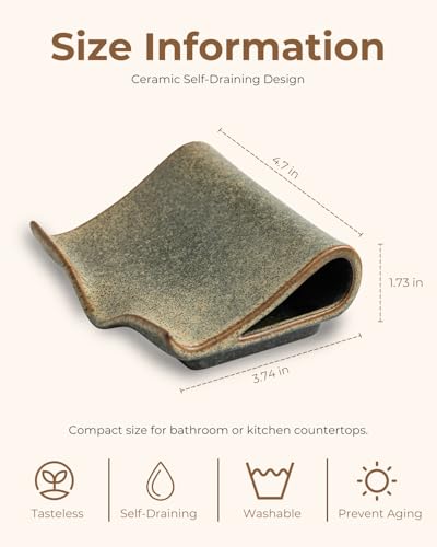 Zoeeker Self-Draining Soap Dish, Ceramic Bar Soap Holder with Drainage | Waterfall Design Soap Saver for Bathroom, Kitchen, Sink, Countertop, Sink Organizer Tray Keeps Dry, Variegated Brown Glaze - color: Brown