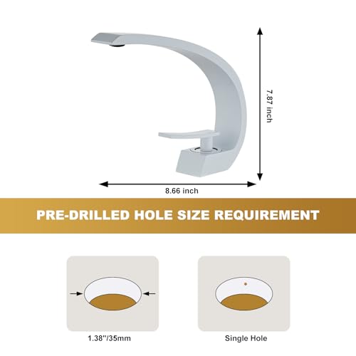 White Finish Bathroom Sink Faucet,Unique Design and Pop Up Drain - color: White