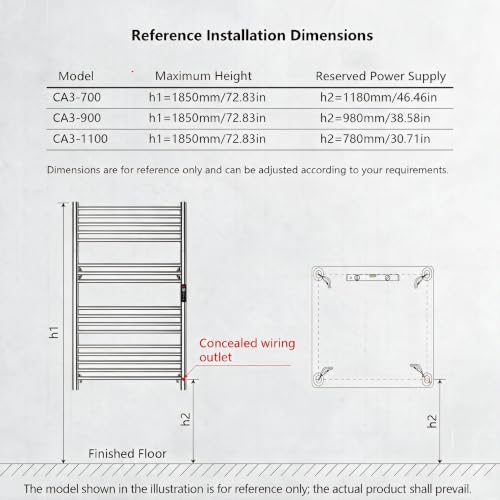 Heated Towel Rack Foldable Smart Dual-Zone APP No-Drill Chrome CA3 - color: Chrome, size: Pro-9Bar H35.43 x W21.65