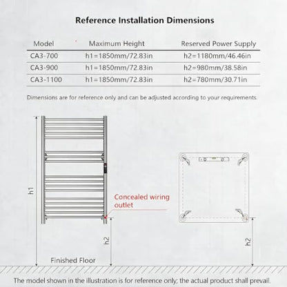 Heated Towel Rack Foldable Smart Dual-Zone APP No-Drill Chrome CA3 - color: Chrome, size: Pro-9Bar H35.43 x W21.65