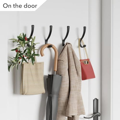 saffruff 8-Pack Wall Mount Coat Hooks, Heavy Duty Metal Hooks for Hanging Clothes, Backpack, Bag,Towel & Jacket, Strong 30 lbs Hold Closet Hanger, Black - size: 8 Pack