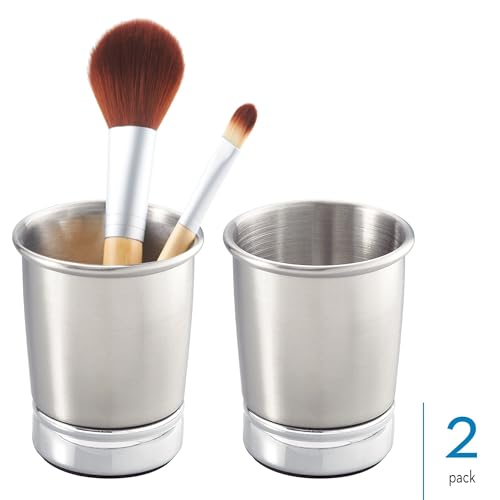 iDesign Stainless Steel Bathroom Countertop or Vanity Storage-Set of 2-Split Finish Tumbler - style: Pack of 2