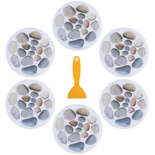8Pcs Large Non Slip Bathtub Stickers Shower Floor Stickers with Premium Scraper Plastic Durable Cobblestone Adhesive Grips Appliques Decal Treads for Safety Bathroom Tubs Floor Stairs Adult - style: Stone