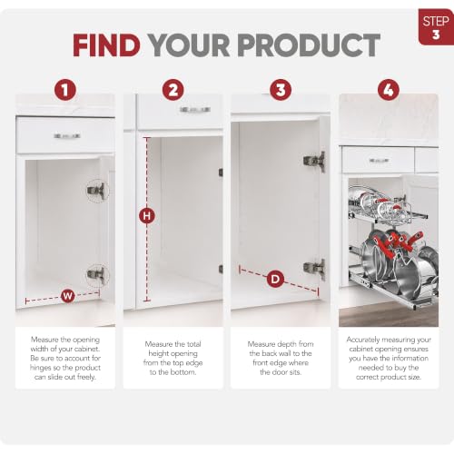 Rev-A-Shelf 2-Tier Pullout Shelf and Drawer Organizer for Kitchen Cabinets, Slide Out Storage Basket, Min Opening Width of 20.5", 21" x 22", 5WB2-2122CR-1 - size: 21" W x 22"D, style: Two Tier