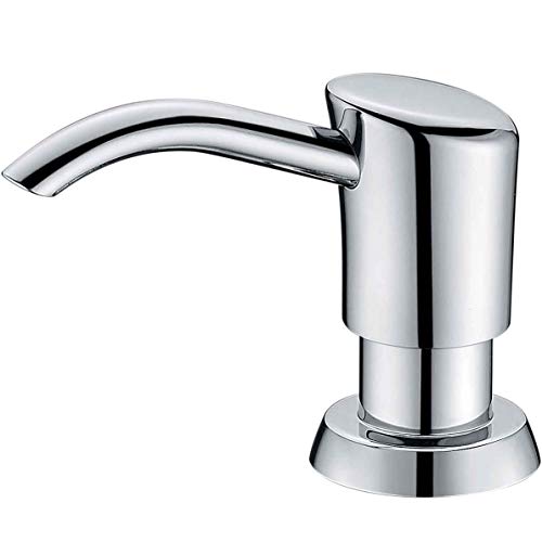 GAGALIFE Built in Sink Soap Dispenser or Lotion Dispenser for Kitchen Sink, Chrome ABS Pump Head, with 17 Ounce Large PET Soap Bottle - color: Chrome