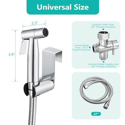 BARROCK Bidet Sprayer for Toilet, Handheld Jet Spray for Existing Toilets with Bidet Hose, Adjustable Water Pressure Muslim Shower, Stainless Steel Cloth Diaper/Feminine Wash Sprayer Chrome - color: Chrome