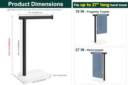 Hand Towel Holder, Hand Towel Stand for Bathroom with Marble Base, 304 Stainless Steel L Shape Hand Towel Rack Bar Standing for Vanity Kitchen Countertop, Matte Black - color: Matte Black