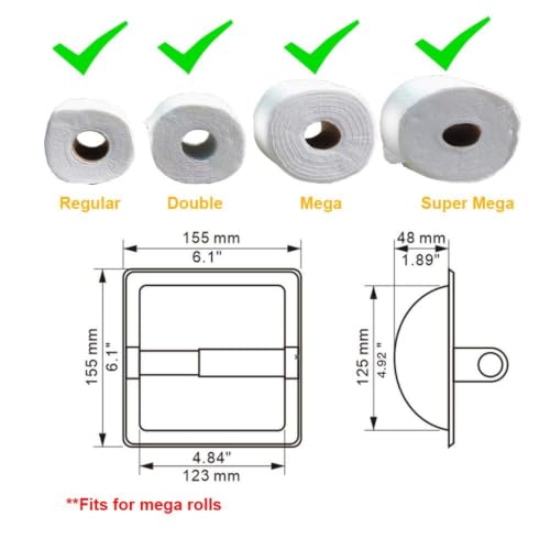 Recessed Toilet Paper Holder, Stainless Steel Toilet Roll Holder Silver | Tissue Dispenser Wall Mount for Bathroom Space Saving Design with Mounting Bracket - color: Silver