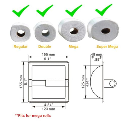 Recessed Toilet Paper Holder, Stainless Steel Toilet Roll Holder Silver | Tissue Dispenser Wall Mount for Bathroom Space Saving Design with Mounting Bracket - color: Silver