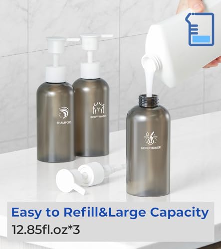 Shampoo and Conditioner Dispenser Shower Soap Dispenser 3 Chamber No Drill Shampoo Dispense for Shower Wall Mounted Shower Shampoo Dispenser 3 Chamber for Bathroom Hotel 3 * 13.37 fl.oz White - color: White-3