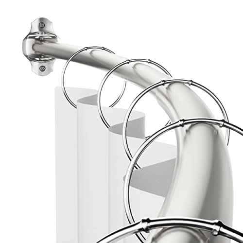 Mcrbeay Curved Shower Curtain Rod, Stainless Steel, Adjustable 48-85 inch | Heavy Duty, Extra Wide Round Shower Rod for Bathroom, Shower Stall, Bathtub, Rustproof, Brushed Nickel - color: Brushed Nickel, size: 48-85 Inches