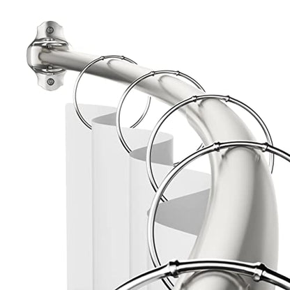 Mcrbeay Curved Shower Curtain Rod, Stainless Steel, Adjustable 48-85 inch | Heavy Duty, Extra Wide Round Shower Rod for Bathroom, Shower Stall, Bathtub, Rustproof, Brushed Nickel - color: Brushed Nickel, size: 48-85 Inches