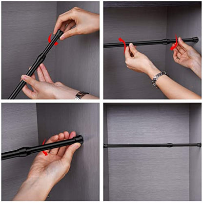 Spring Tension Curtain Rods Short Tension Rod (Black,17" to 28"-3Pcs) - color: Black, size: 17" to 28"-3Pcs