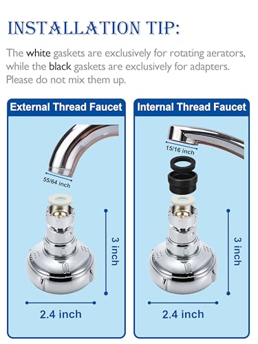 360° Swivel Kitchen Faucet Aerator,Anti-Splash Dual-function Kitchen Faucet Sprayer Attachment,Large-diameter Shower Head Sink Aerator,Water Saving,Engineering Plastic PA66-3 Inch - style: SHORT
